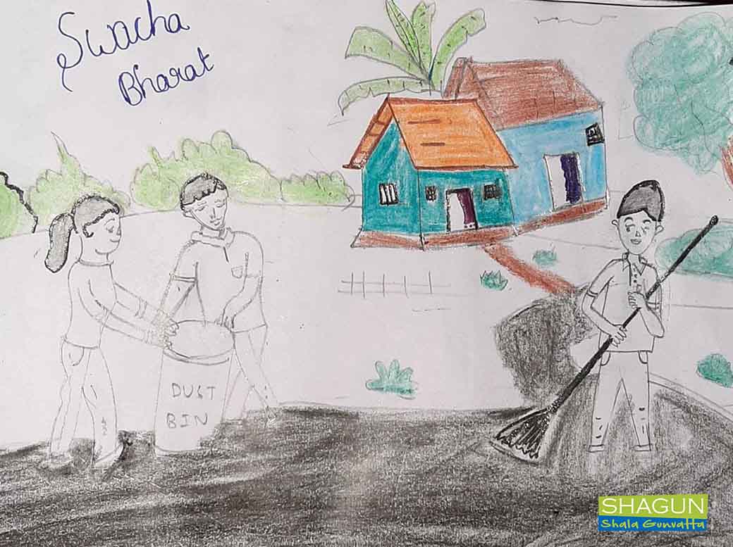 Drawing Swachh bharat drawing | gandagi mukt mera gaon drawing | SWACHH  BHARAT ABHIYAN | by crafty - YouTube